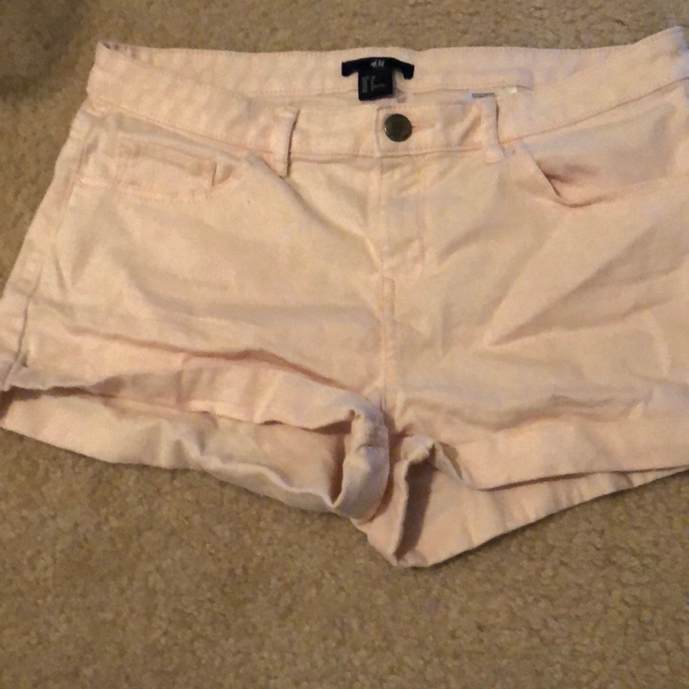 Pink denim shorts